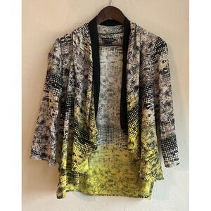Citron Santa Monica Silk Open Front Cardigan S Mosaic Print Ombré Luxury Art